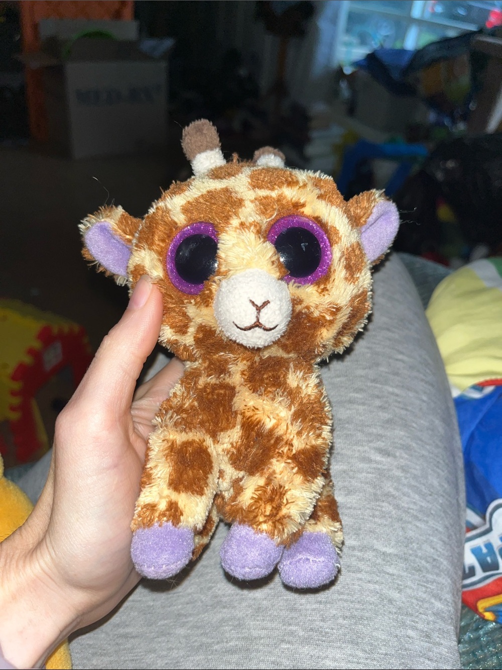 Plush Giraffe Stuffed Animal beanie boo Safari- Brown & Purple Cute Cuddly Toy